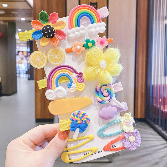 Kids Candy Color Hair Clips For Girls-Mini Bobby Rainbow Butterfly Hairpin